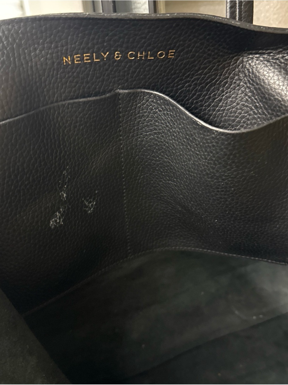 Neely & Chloe Black Pebbled Leather Tote with Interior Pocket